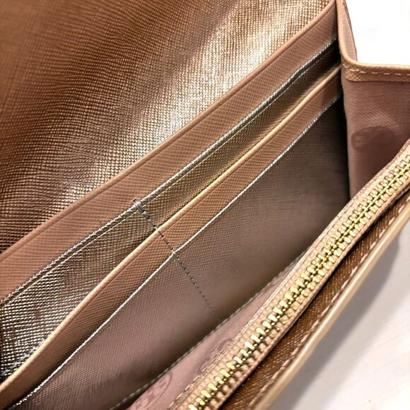 Tory Burch Metallic‎ Silver & Rose Gold Leather Fold Over Large Wallet - Picture 6 of 8